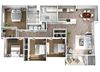 Four Bedroom/Two Bathroom Floor Plan Four Bedroom Two Bath Floor Plan with 1422 square feet at Manor Way Apartments Everett Washington